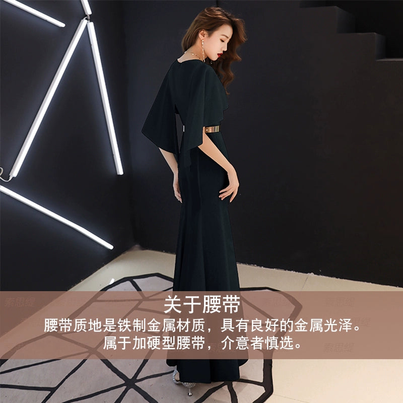 White evening dress dress women  new banquet aura queen noble fishtail dress long celebrity temperament