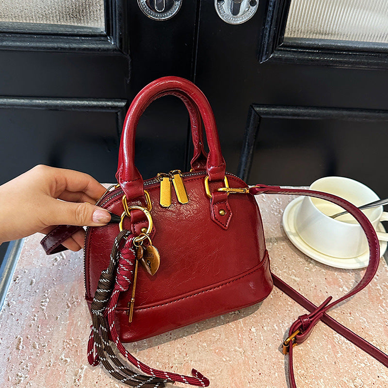 MAOXIANGSHOP 2025 bags fashion popular patent leather glossy shell bag women's niche texture women's handbag ins messenger bag