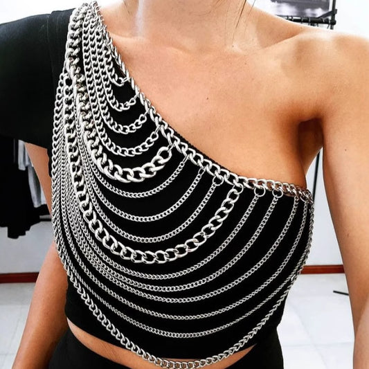 L4865Y 2025 style handmade chain shoulder chain, metal chain multi-layer splicing body chain, waist chain two wear