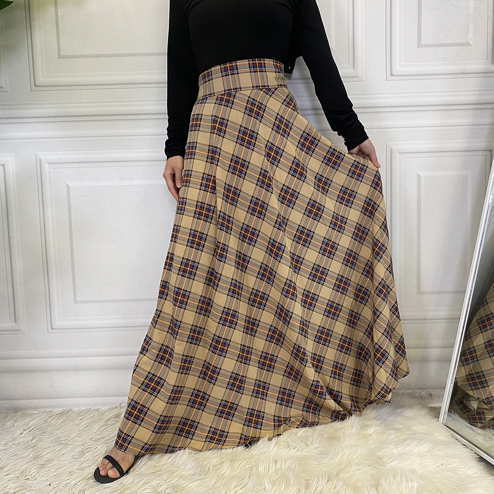maoxiangshop outfit inspo fall Fashion Casual Waist Slimming Scottish Skirt