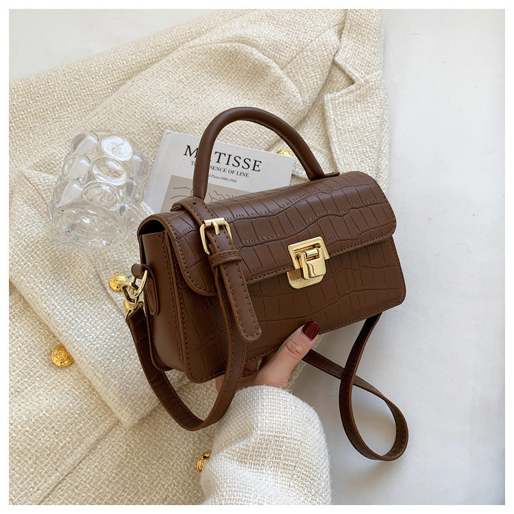 MAOXIANGSHOP 2025 Bag Women's  New Women's Bag Textured Stone Pattern Portable Small Square Bag Fashion Versatile Popular Shoulder Crossbody Bag