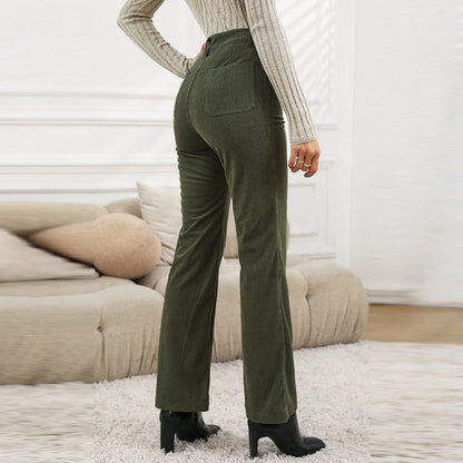 maoxiangshop-shop fall outfits aesthetic Shiying Autumn and Winter New Corduroy Straight Casual Pants for Women Fashionable Slim High Waist Retro Pants for Women