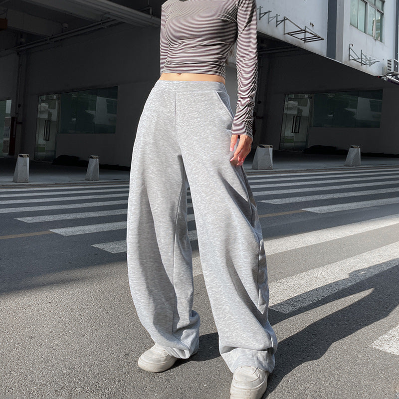 maoxiangshop-shop clothes American Street Sports Style Split Pleated Lace-up Casual Pants Women's Loose Slimming Pocket Versatile Sweatpants