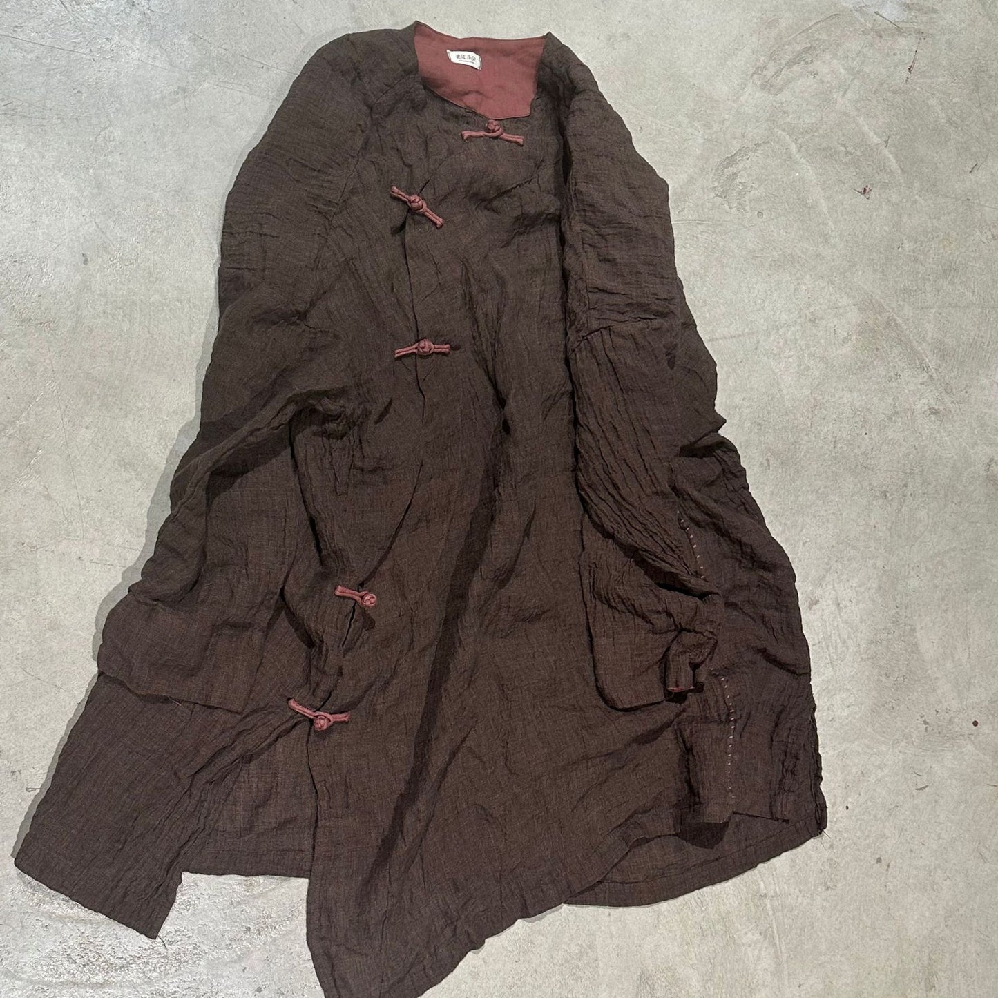 2025 25/2 SN122 retro texture linen handmade buckle three-dimensional robe