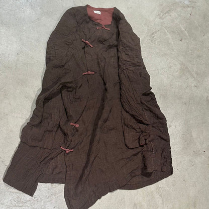 2025 25/2 SN122 retro texture linen handmade buckle three-dimensional robe