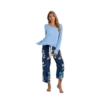 MAOXIANGSHOP 2025wish Modal cotton home bow round neck casual suit loungewear, nine colors and eight yards, spot
