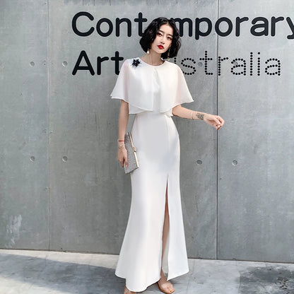 White evening dress women's  new banquet noble and elegant temperament thin long sexy can usually wear modern