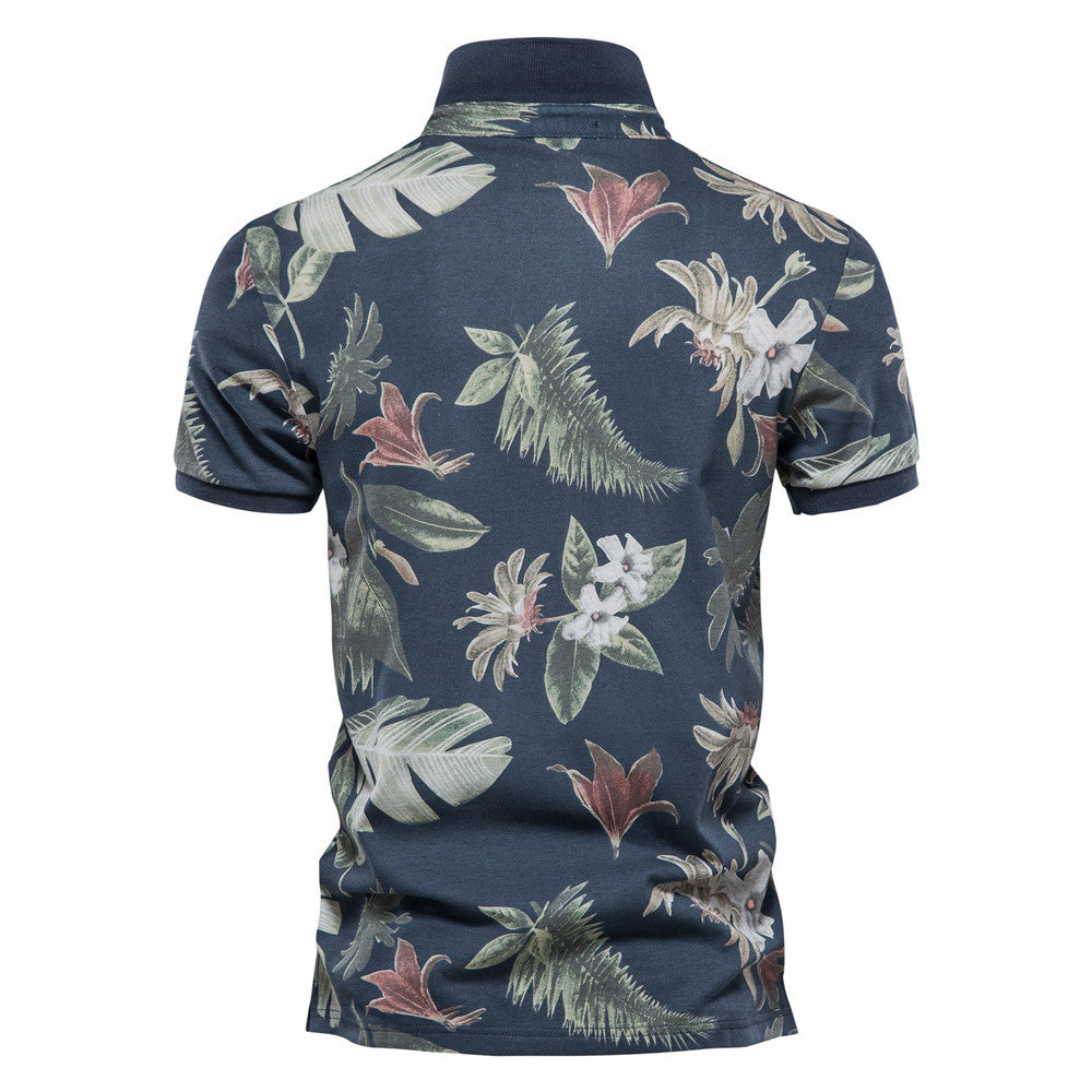 MAOXIANGSHOP 2025 summer new Popular trade supply printed POLO shirt spot men's short-sleeved lapel Popularan size T-shirt