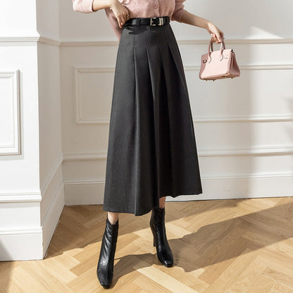 maoxiangshop church outfit Large Swing Slimming Woolen Long Skirt 2024 Winter New High Waist Mid-Length Pleated Skirt