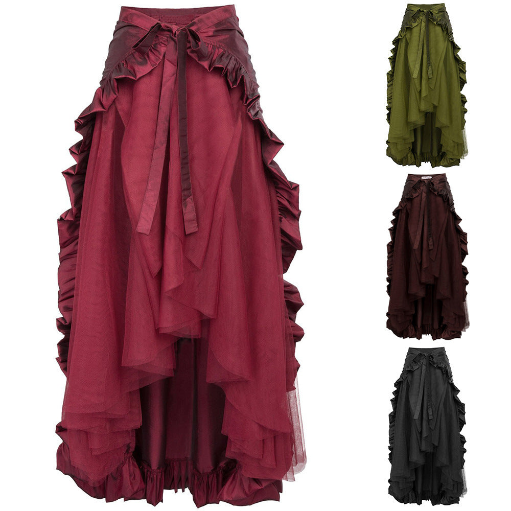 maoxiangshop dress to impress codes plus Size Women Steampunk Gothic Wrap Skirt Victorian Ruffled Pirate Skirt