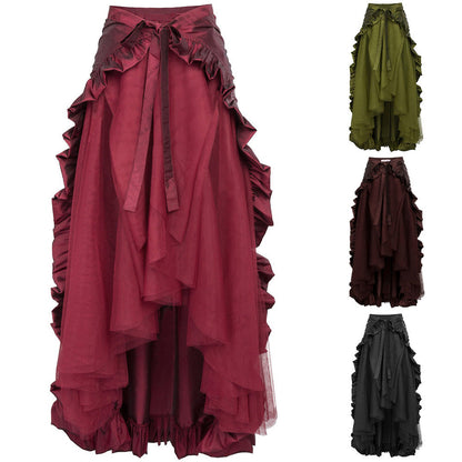 maoxiangshop dress to impress codes plus Size Women Steampunk Gothic Wrap Skirt Victorian Ruffled Pirate Skirt