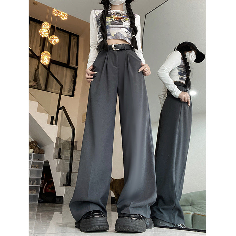 maoxiangshop-shop outfit 2024 Autumn New Korean Style Fashionable Casual Suit Pants Women's Loose Draping Straight High Waist Slimming Wide Leg Pants