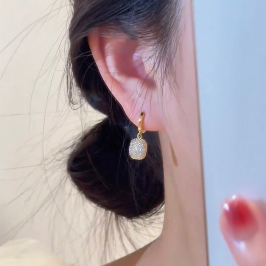 Temperament double-sided micro-inlaid square pearl earrings women's niche design high-end ear buckle 2025 new light luxury earrings