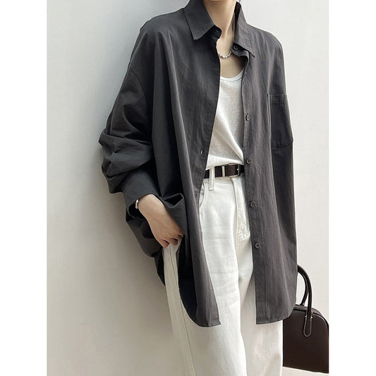 maoxiangshop-shop birkenstock clogs outfit fall Cotton Long-Sleeved Loose Shirt Coat for Women Autumn Lazy Style Outdoor Casual Shirt