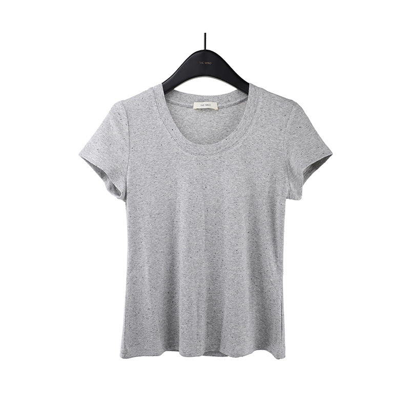 2025 [11 colors] Basic round neck short-sleeved T-shirt women's 2025 summer new simple and versatile solid color top T003