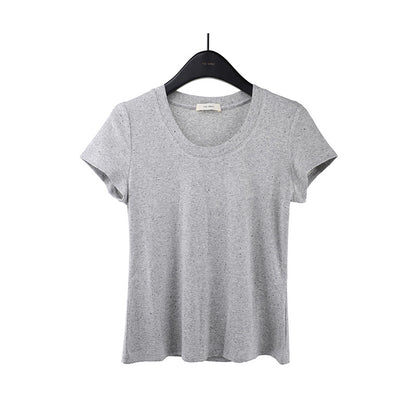 2025 [11 colors] Basic round neck short-sleeved T-shirt women's 2025 summer new simple and versatile solid color top T003