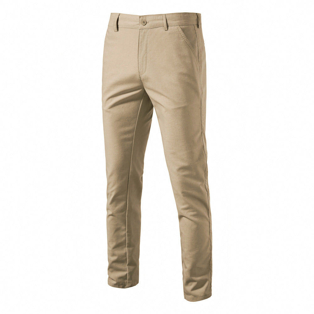 MAOXIANGSHOP 2025 Autumn new men's cotton and linen casual pants breathable straight teen solid color versatile men's trousers