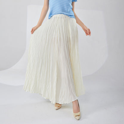 skirt long skirt new hot-selling design sense high waist drape feeling thin a-shaped skirt big swing fashion pleated skirt