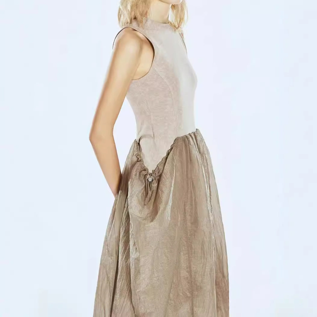 2025 Zheng Xiyi same popular summer new waist splicing new Chinese bud vest skirt sleeveless dress