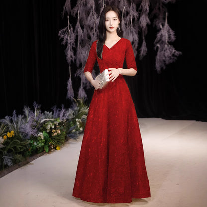 Golden Performance Dress Dress Women's Banquet Starry Sky Annual Meeting Host People's Congress Choir Performs Evening Dress Dress