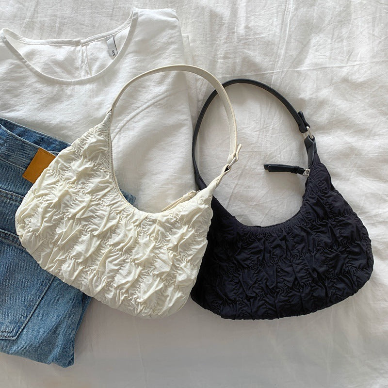 MAOXIANGSHOP Folded cloud underarm bag women's popular new  niche design crescent small bag versatile shoulder bag summer