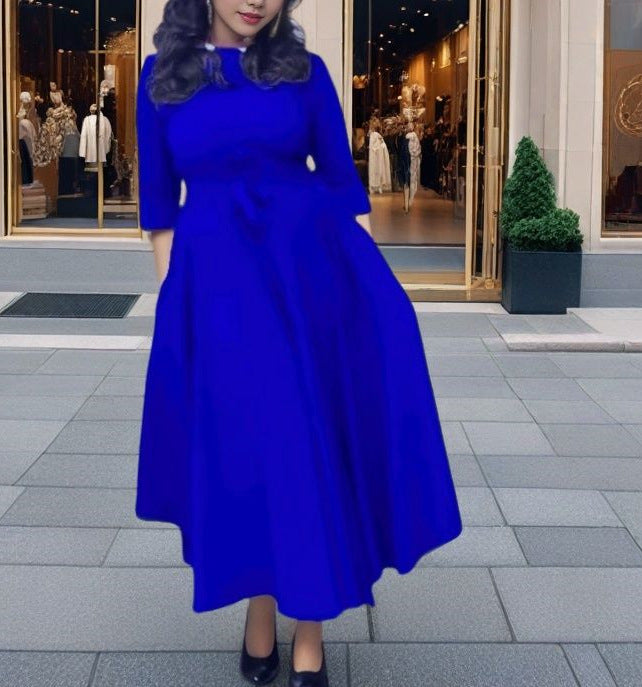 MAOXIANGSHOP 2025 spring New women's clothing new fashion temperament lace-up waist large size pendulum African long dress dress