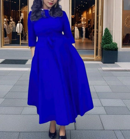 MAOXIANGSHOP 2025 spring New women's clothing new fashion temperament lace-up waist large size pendulum African long dress dress