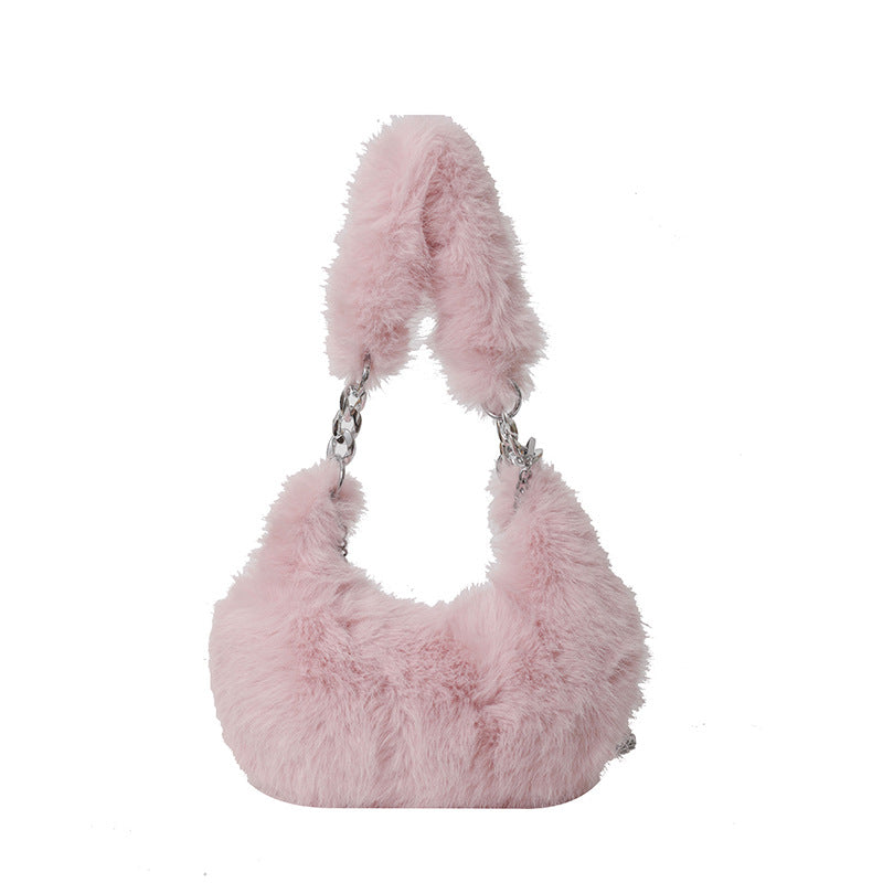 MAOXIANGSHOP 2025 autumn and winter new Korean version niche design popular popular plush portable shoulder bag chain messenger bag bag bag
