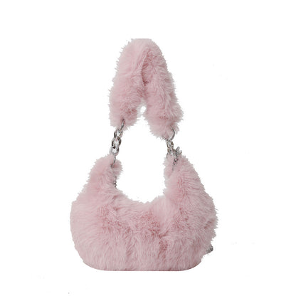 MAOXIANGSHOP 2025 autumn and winter new Korean version niche design popular popular plush portable shoulder bag chain messenger bag bag bag