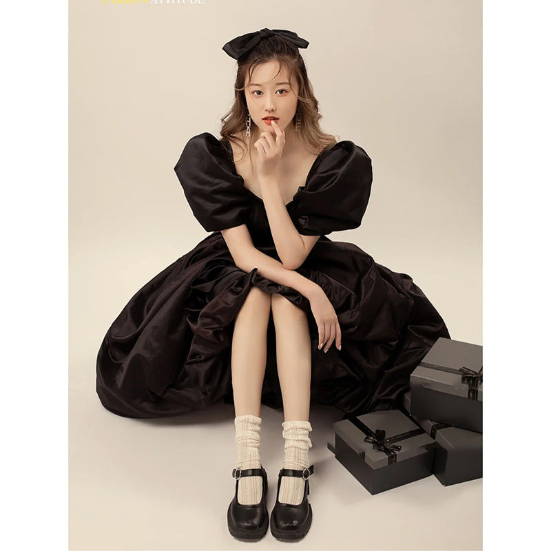 2025New studio wedding dress photo retro photography clothing black dress personal photo clothing art photo photography clothing