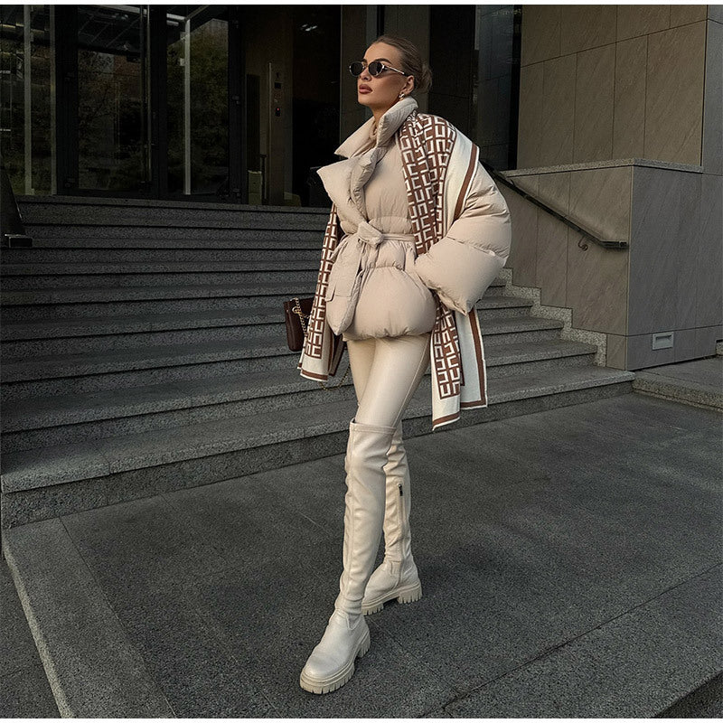 MAOXIANGSHOP 2025 popular  New new solid color waist lace-up cotton clothes high-end street fashion  hot sale