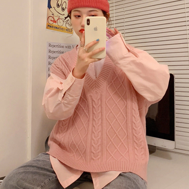 maoxiangshop 2000s fashion Autumn 2024 New Korean Style Loose All-Match Sweater Waistcoat Trendy Fashionable Outerwear Knitted Vest for Women