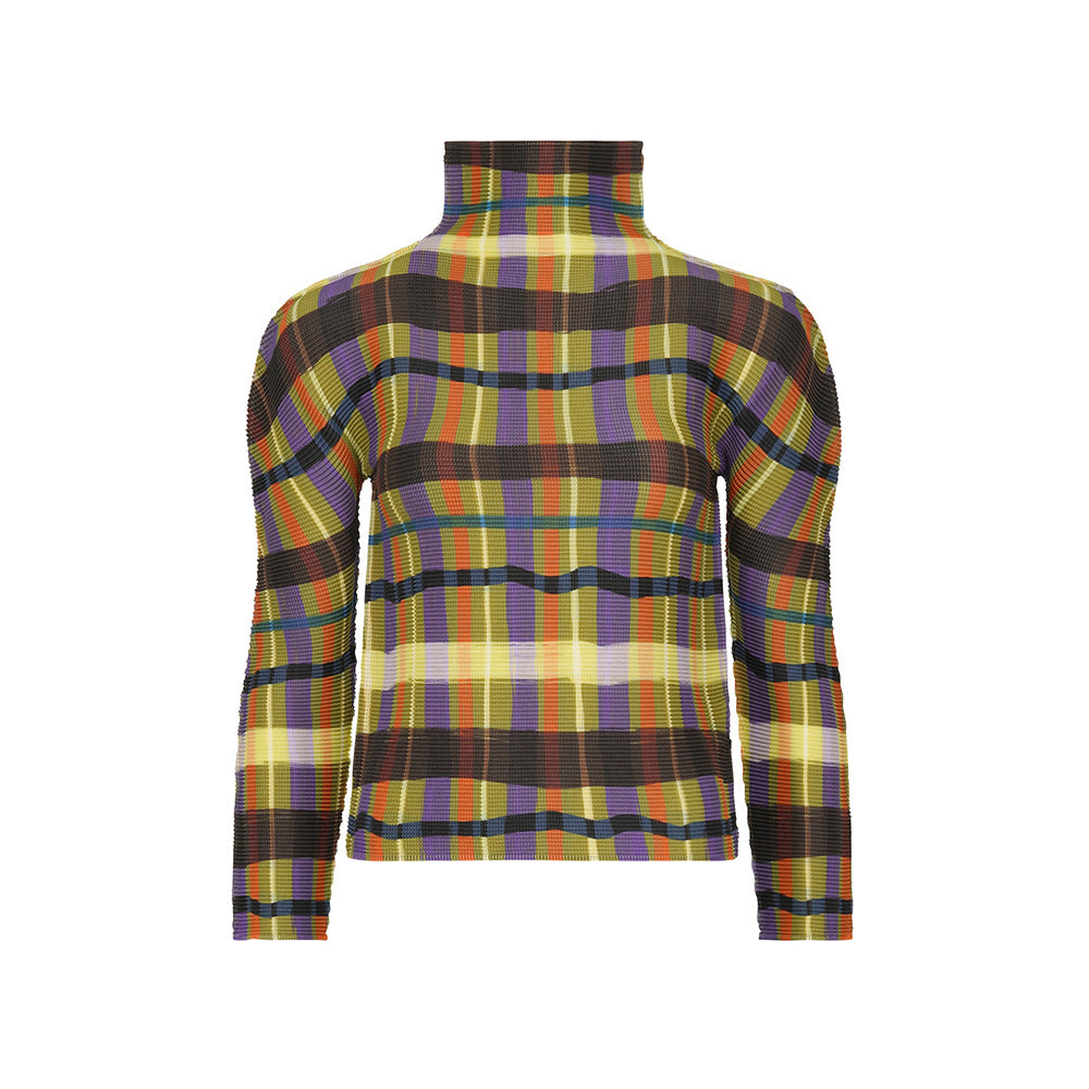 2025 Plaid clothes women's autumn and winter counter quality bottoming shirt long sleeve inner pullover commuter  T-shirt top