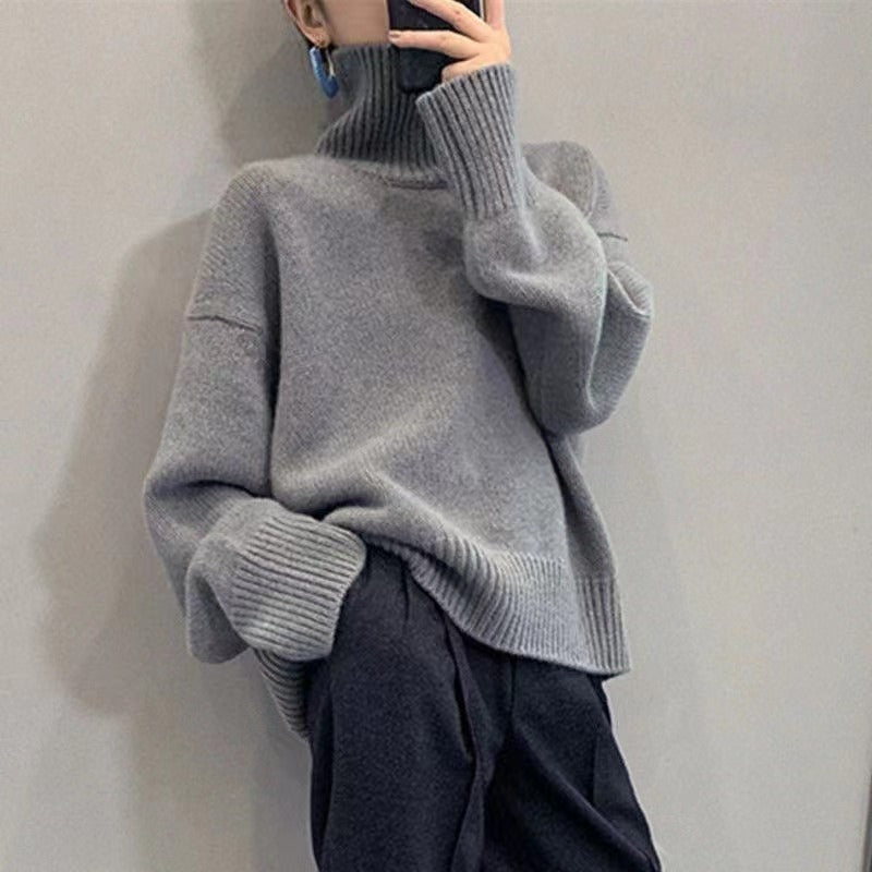 maoxiangshop fall outfits 2024 Knitwear Women's Turtleneck Pullover Women's New Loose Lazy Style Slimming Solid Color Bottoming Shirt Top Women's