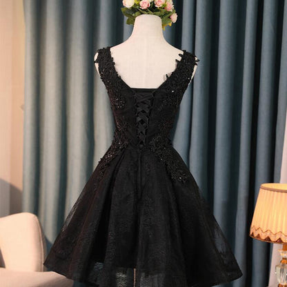 maoxiangshop-shop unique hoco dresses Black Evening Gown Prom Elegant Sleeveless Sequined Tulle Applique Annual Meeting Midi Dress Formal Dress for Women