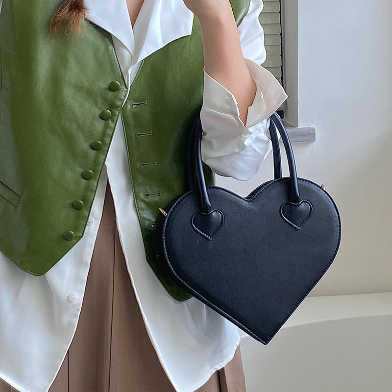 MAOXIANGSHOP 2025 Love bag female Internet celebrity simple cool black handbag retro niche shoulder messenger bag, Shiling bag