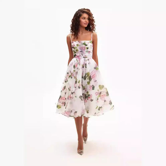 MAOXIANGSHOP popular new spring and summer off-the-shoulder 2025 women's clothing fashion chiffon fairy air medium and long temperament evening dress dress