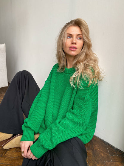 maoxiangshop 2000s fashion Women's Sweater round Neck Loose Solid Color Popular Autumn and Winter Women's Sweater