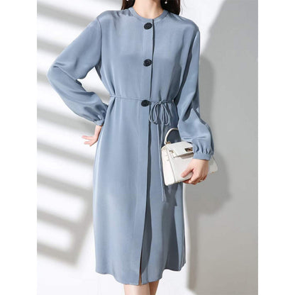 2025 Satin streamer silk dress heavy mulberry silk high-end summer wear  women's new skirt summer long sleeves