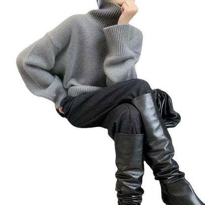maoxiangshop fall outfits 2024 Knitwear Women's Turtleneck Pullover Women's New Loose Lazy Style Slimming Solid Color Bottoming Shirt Top Women's