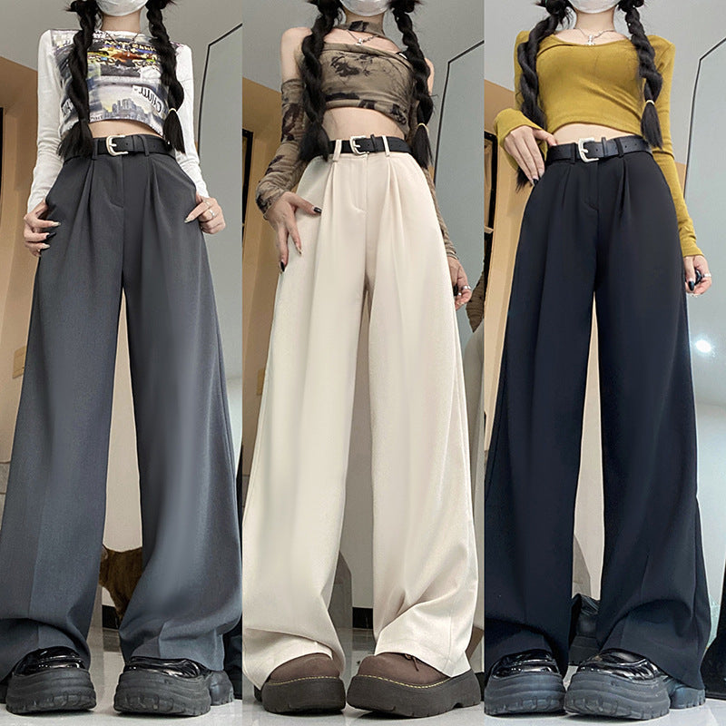 maoxiangshop-shop outfit 2024 Autumn New Korean Style Fashionable Casual Suit Pants Women's Loose Draping Straight High Waist Slimming Wide Leg Pants