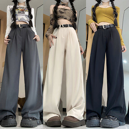 maoxiangshop-shop outfit 2024 Autumn New Korean Style Fashionable Casual Suit Pants Women's Loose Draping Straight High Waist Slimming Wide Leg Pants