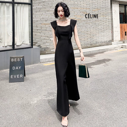 Small yellow evening dress, female banquet temperament, short dress, party small host can usually wear high-end sense