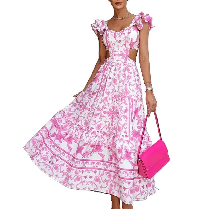 MAOXIANGSHOP 2025 2025 spring new independent station 2025 women's clothing new shoulder pads flying sleeves printing hollowed out new long models