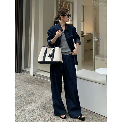 2025  denim shirt + jeans set 2025 early spring new Korean version casual two-piece set women's T228