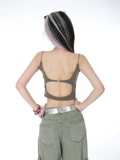 2025n Spice Girl Style Halter Bottom Top Women's Summer New Versatile Sexy Body Suspender Vest