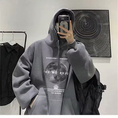 maoxiangshop boy outfits Hooded Thin Sweater Men's Spring and Autumn Loose Casual Pullover Shirt Convinced Printed