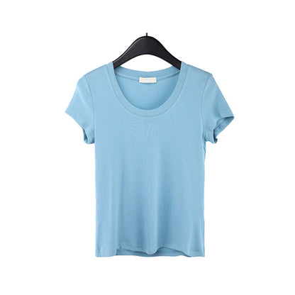 2025 [11 colors] Basic round neck short-sleeved T-shirt women's 2025 summer new simple and versatile solid color top T003