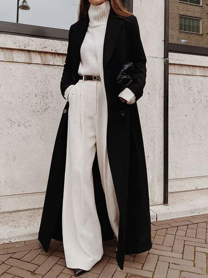 maoxiangshop western outfits women 2024 Autumn and Winter Women's Casual Long Solid Color Warm Woolen Coat Overcoat