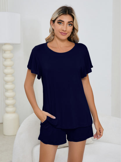 MAOXIANGSHOP 2025Real new product  wish Modal cotton round neck casual suit loungewear short sleeve wavy shorts pajamas